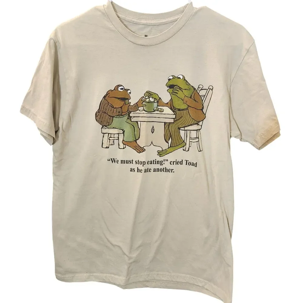 Frog and Toad Together We Must Stop Eating Graphic Tee Cream Unisex M